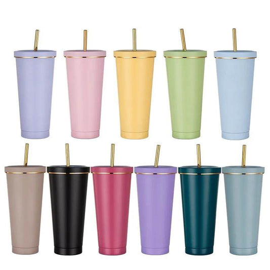 750ml Coloured Metal Tumbler with Gold Rim PRE-ORDER